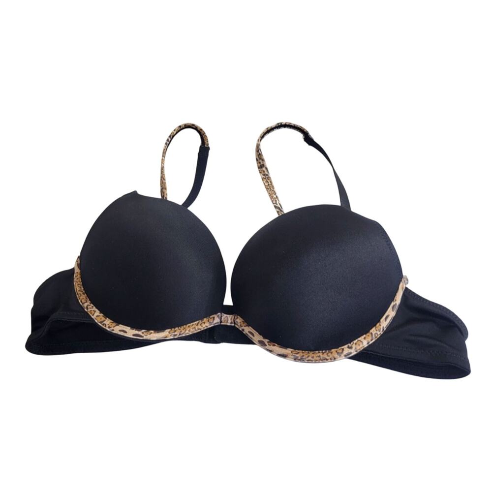 Native Intimates Underwire Push‎ Up Bra Black Full Coverage Padded Size 36B